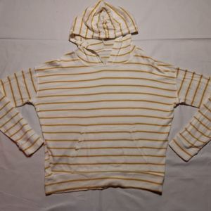 American Eagle Hoodie Women's XS White Yellow Stripe Soft & Sexy Plush Sweater